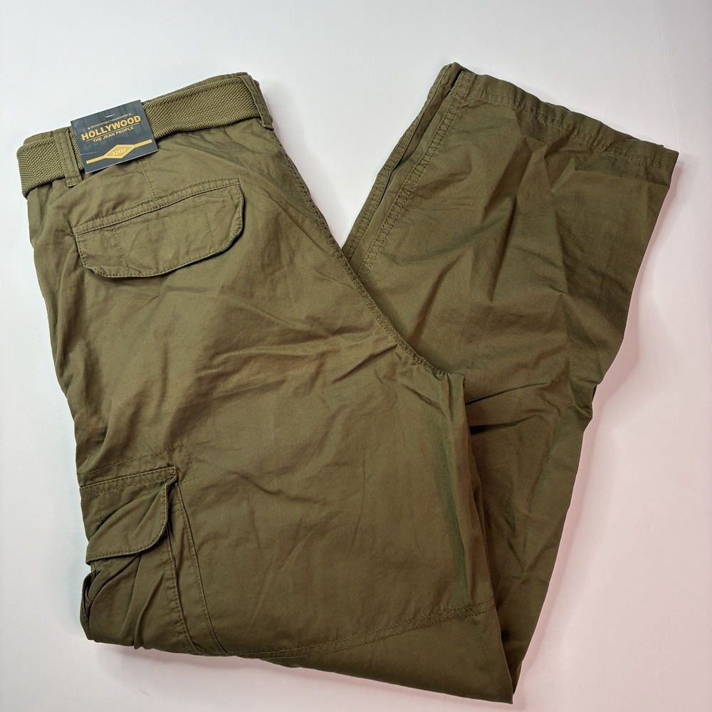 Hollywood The Jean People Men's Belted Cargo Pants Size 32x32 Green New